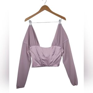 NWT Windsor Crop Corset Sheer Long Sleeves Satin Color Mauve Size M Rn 158546